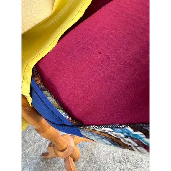 Vintage Duster Coat Open Front Patchwork Cobalt Blue M/L - Picture 9 of 10